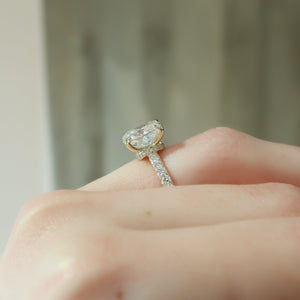 The Sofia Set With A 1.5 Carat Elongated Cushion Moissanite
