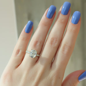The Sofia Set With A 1.5 Carat Elongated Cushion Moissanite