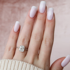 The Kamellie Set With A 1 Carat Elongated Cushion Moissanite