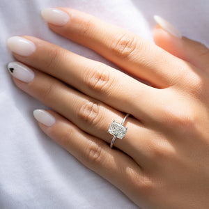 The Kamellie Set With A 1 Carat Elongated Cushion Moissanite