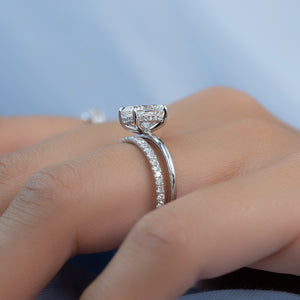 The Kamellie Set With A 1 Carat Elongated Cushion Moissanite