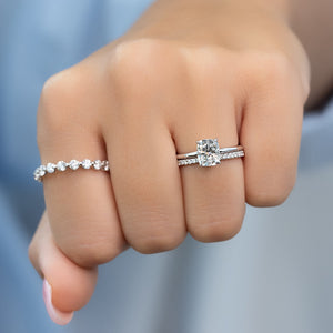 The Kamellie Set With A 1 Carat Elongated Cushion Moissanite
