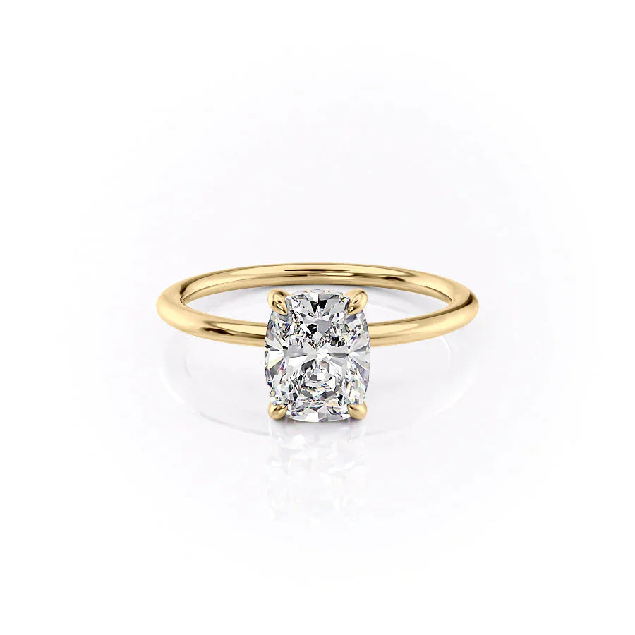 The Kamellie Set With A 3 Carat Elongated Cushion Moissanite