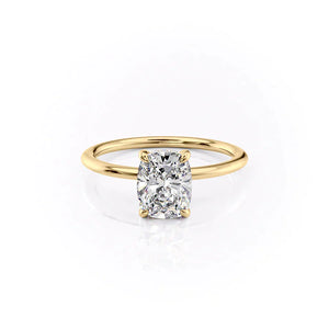 The Kamellie Set With A 5 Carat Elongated Cushion Moissanite