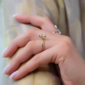 The Kamellie Set With A 2 Carat Elongated Cushion Lab Diamond