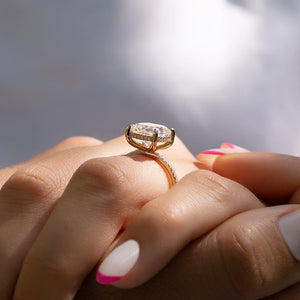 The Pave Kamellie Set With A 4 Carat Cushion Moissanite