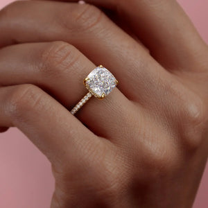 The Pave Kamellie Set With A 2.5 Carat Cushion Lab Diamond