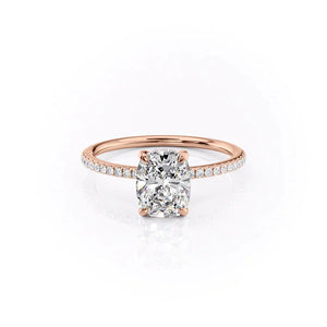 The Pave Kamellie Set With A 1 Carat Elongated Cushion Moissanite