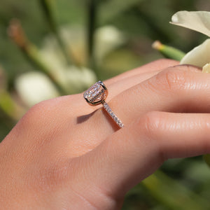 The Pave Kamellie Set With A 3 Carat Elongated Cushion Moissanite