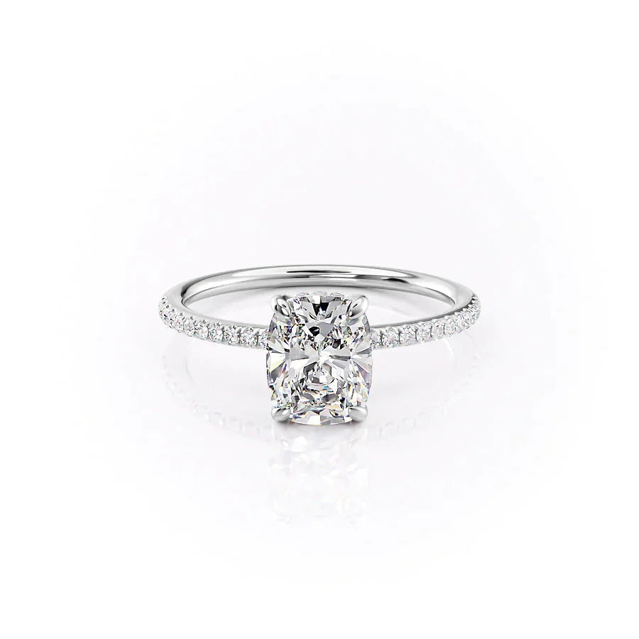 The Pave Kamellie Set With A 3 Carat Elongated Cushion Lab Diamond