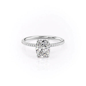 The Pave Kamellie Set With A 2 Carat Elongated Cushion Moissanite