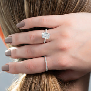 The Pave Kamellie Set With A 1.5 Carat Elongated Cushion Lab Diamond