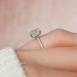 The Pave Kamellie Set With A 1.5 Carat Elongated Cushion Lab Diamond