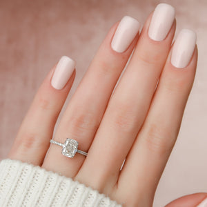 The Pave Kamellie Set With A 1.5 Carat Elongated Cushion Lab Diamond