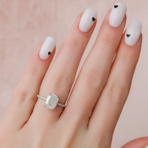 The Pave Kamellie Set With A 1.5 Carat Elongated Cushion Lab Diamond