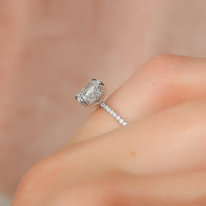 The Pave Kamellie Set With A 1.5 Carat Elongated Cushion Lab Diamond