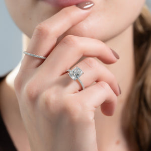 The Pave Kamellie Set With A 1.5 Carat Elongated Cushion Lab Diamond
