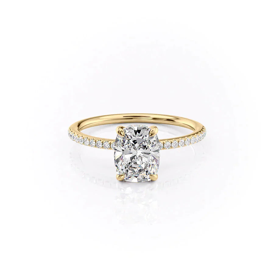 The Pave Kamellie Set With A 3 Carat Elongated Cushion Moissanite
