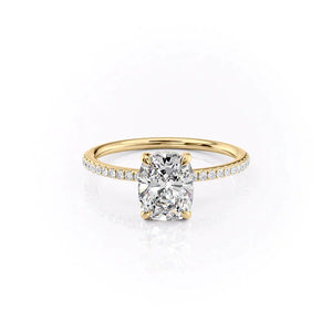 The Pave Kamellie Set With A 3 Carat Elongated Cushion Moissanite