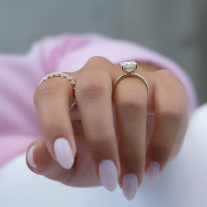 The Pave Kamellie Set With A 2 Carat Elongated Cushion Moissanite