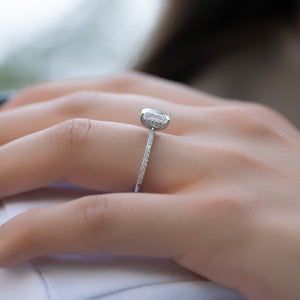 The Pave Kamellie Set With A 1 Carat Emerald Moissanite