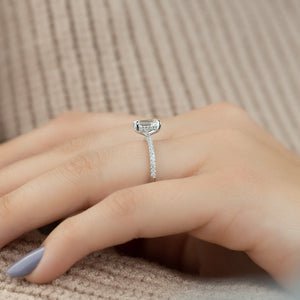 The Pave Kamellie Set With A 1 Carat Emerald Moissanite