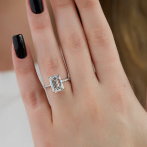The Pave Kamellie Set With A 1 Carat Emerald Moissanite