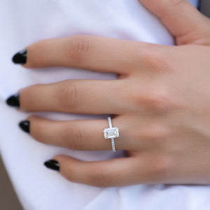 The Pave Kamellie Set With A 1 Carat Emerald Moissanite