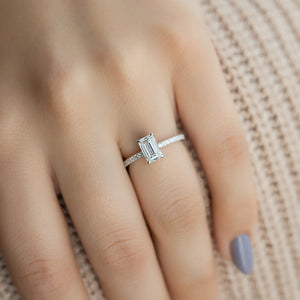 The Pave Kamellie Set With A 1 Carat Emerald Moissanite