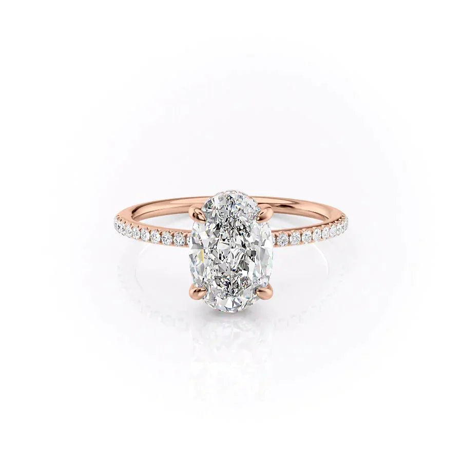 The Pave Kamellie Set With A 1 Carat Oval Moissanite