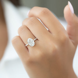 The Pave Kamellie Set With A Oval Lab Diamond