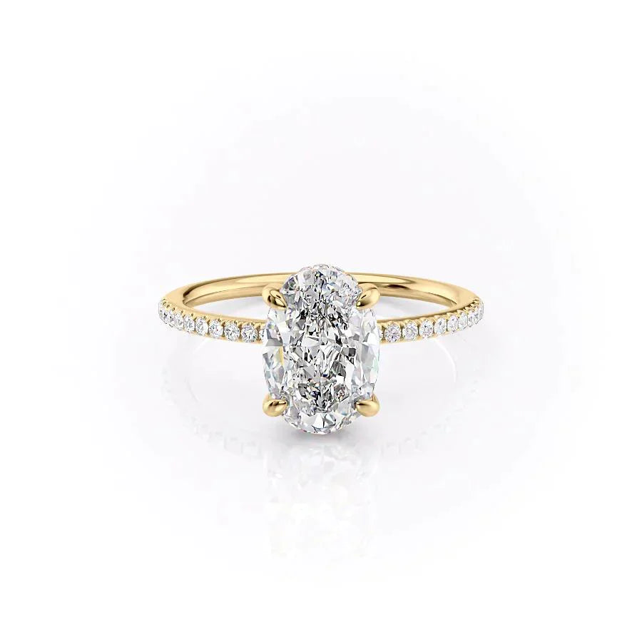 The Pave Kamellie Set With A 2 Carat Oval Moissanite