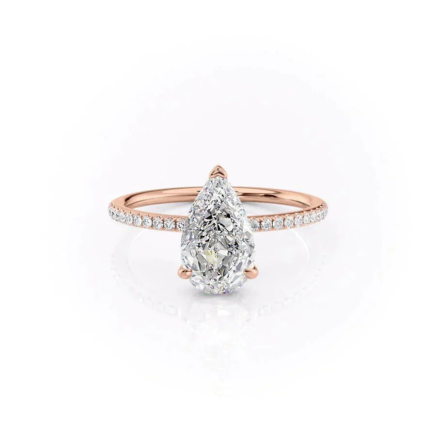 The Pave Kamellie Set With A 1 Carat Pear Moissanite