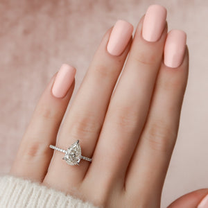 The Pave Kamellie Set With A 2 Carat Pear Lab Diamond