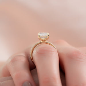 The Pave Kamellie Set With A 1 Carat Radiant Moissanite