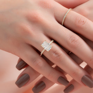 The Pave Kamellie Set With A 1 Carat Radiant Moissanite