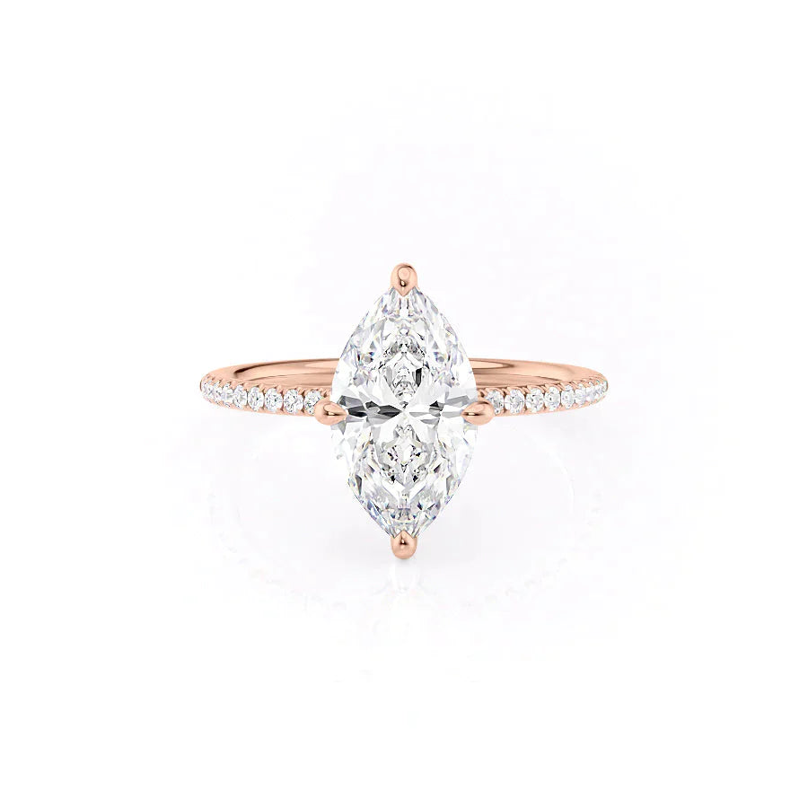 The Pave Kamellie Set With A 1.5 Carat Marquise Lab Diamond
