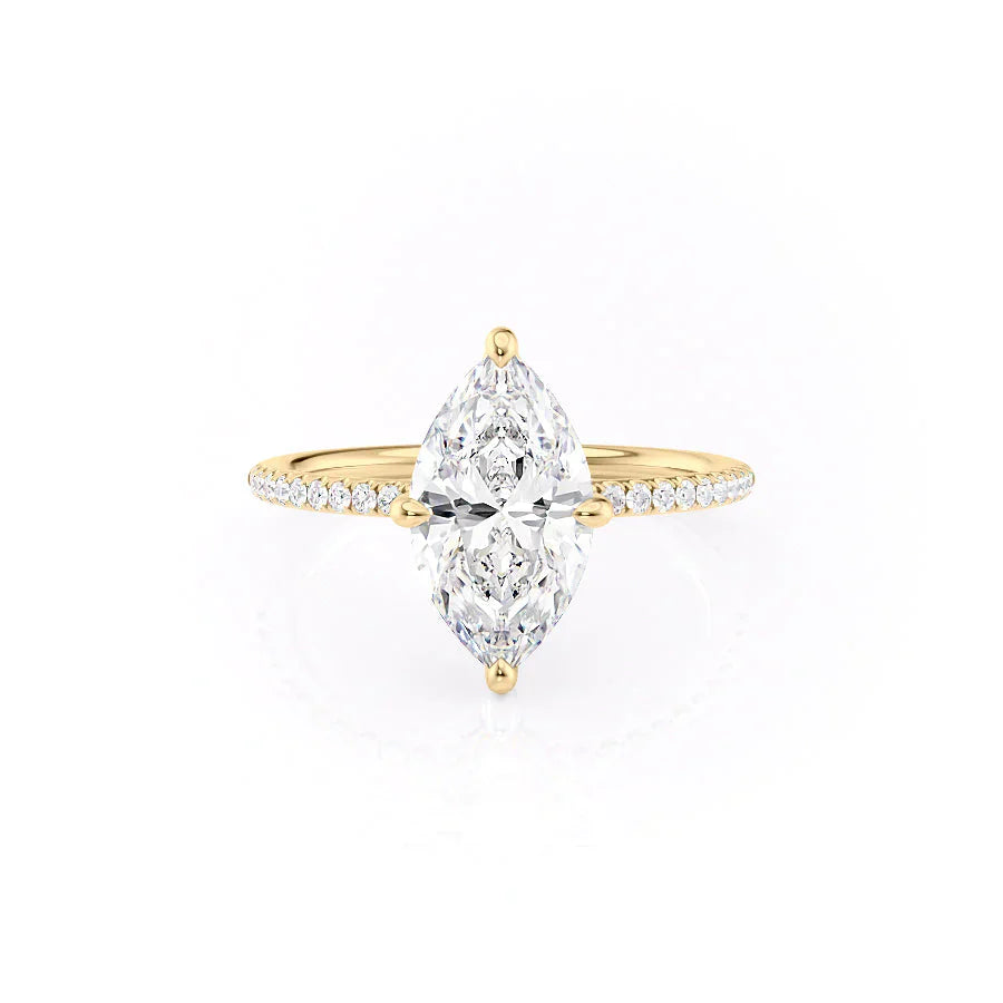 The Pave Kamellie Set With A 1 Carat Marquise Moissanite