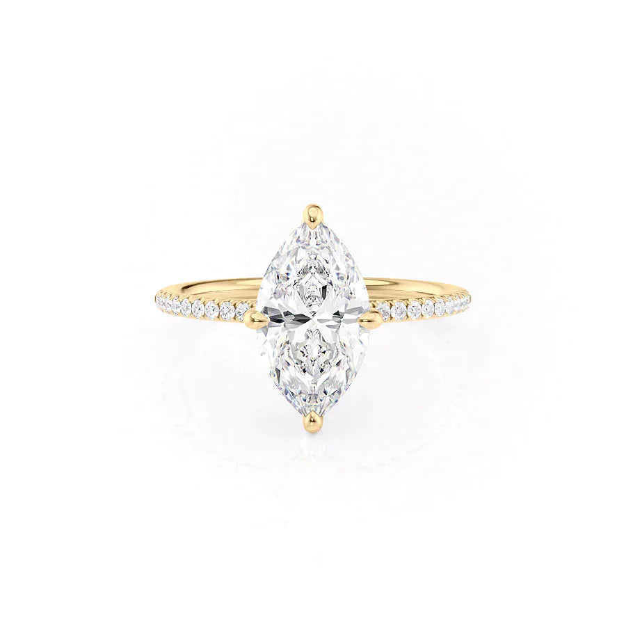 The Pave Kamellie Set With A 2.5 Carat Marquise Lab Diamond