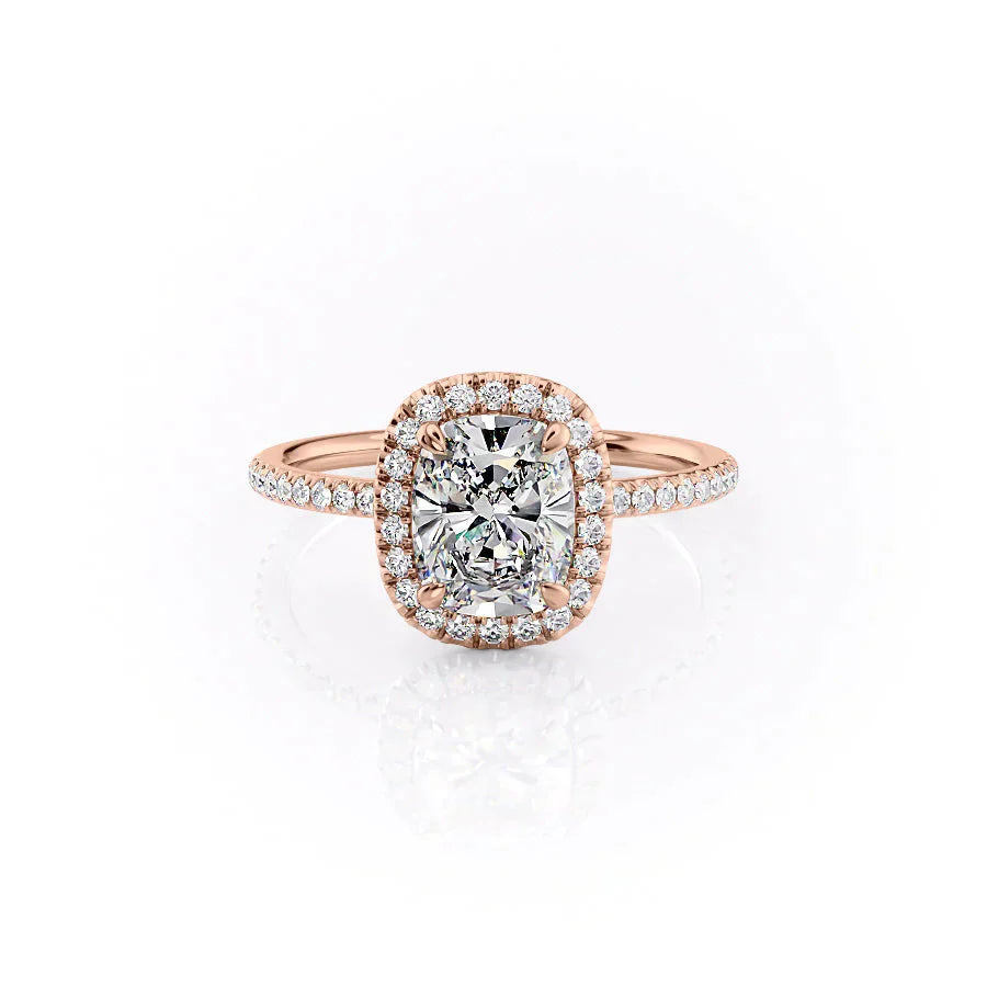 The Michelle Set With A 1 Carat Elongated Cushion Lab Diamond