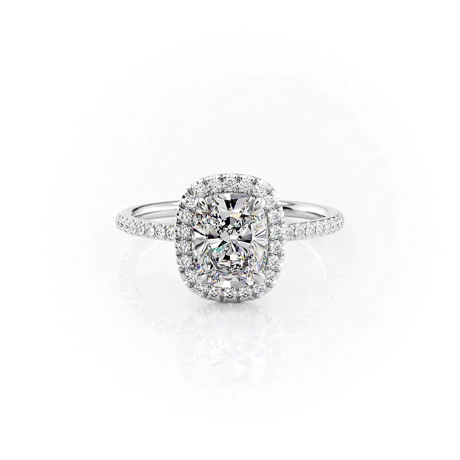 The Michelle Set With A 2 Carat Elongated Cushion Lab Diamond