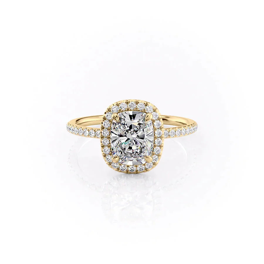 The Michelle Set With A 2 Carat Elongated Cushion Lab Diamond