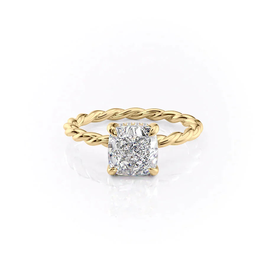 The Alice Set With A 5 Carat Cushion Moissanite