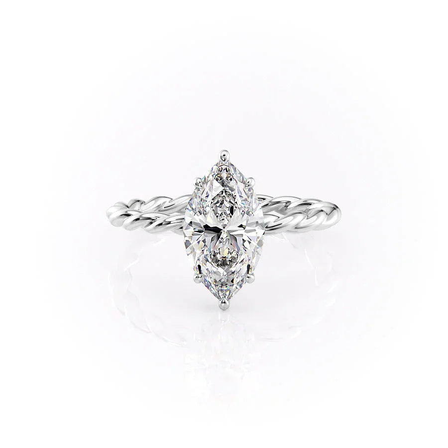 The Alice Set With A 5 Carat Marquise Moissanite