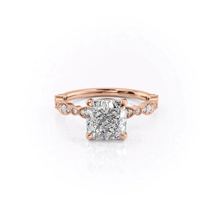 The Jasmine Set With A 4 Carat Cushion Moissanite