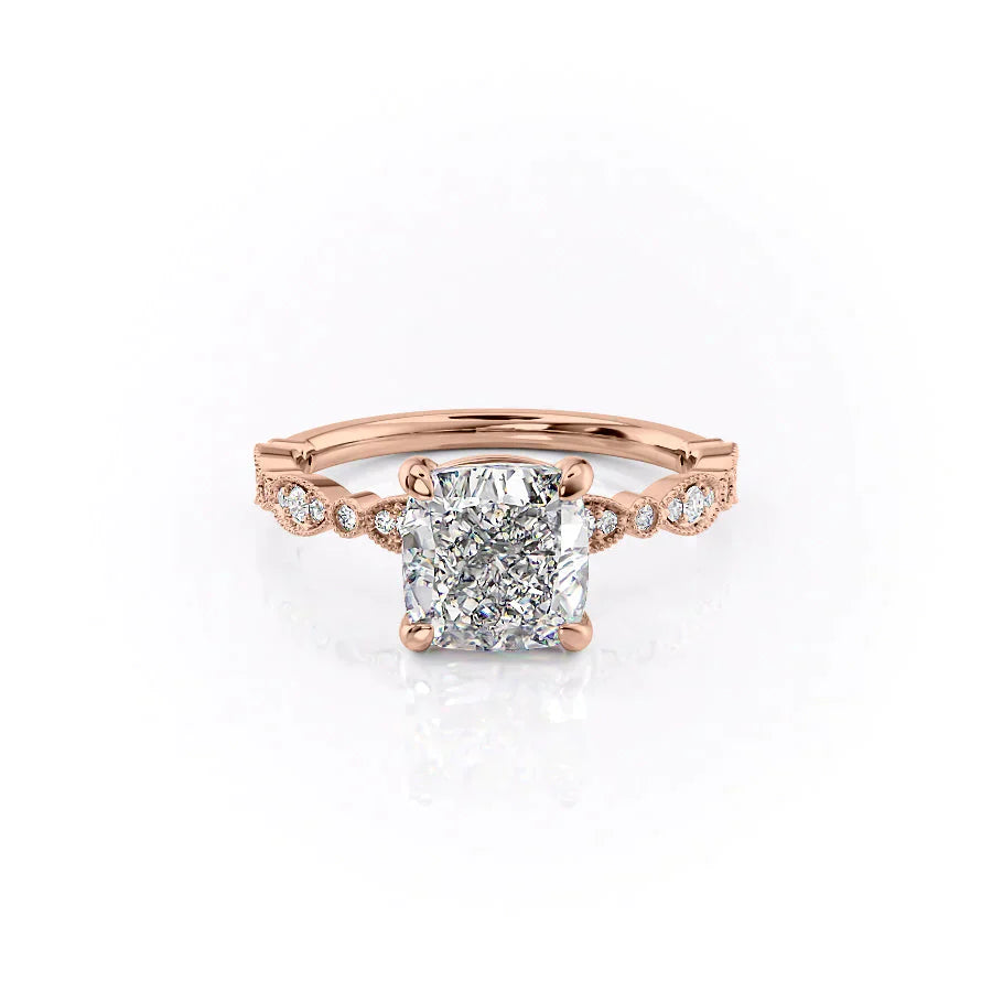 The Jasmine Set With A 1 Carat Cushion Moissanite