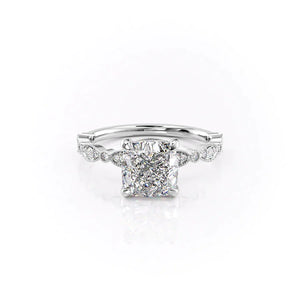 The Jasmine Set With A 5 Carat Cushion Moissanite
