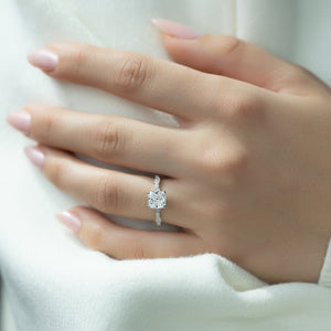 The Jasmine Set With A 3 Carat Cushion Lab Diamond