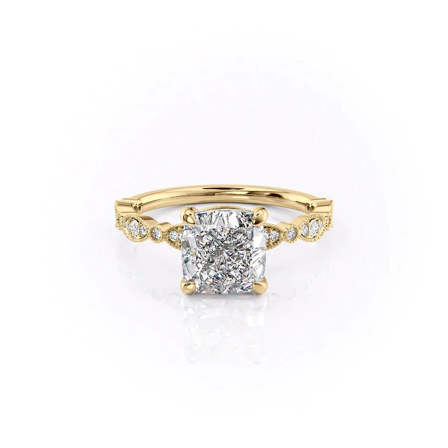 The Jasmine Set With A 5 Carat Cushion Moissanite