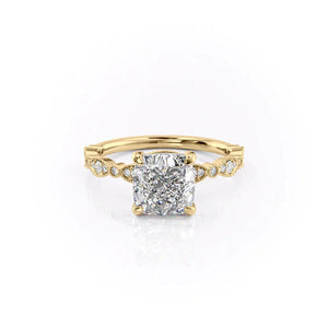 The Jasmine Set With A 2 Carat Cushion Lab Diamond